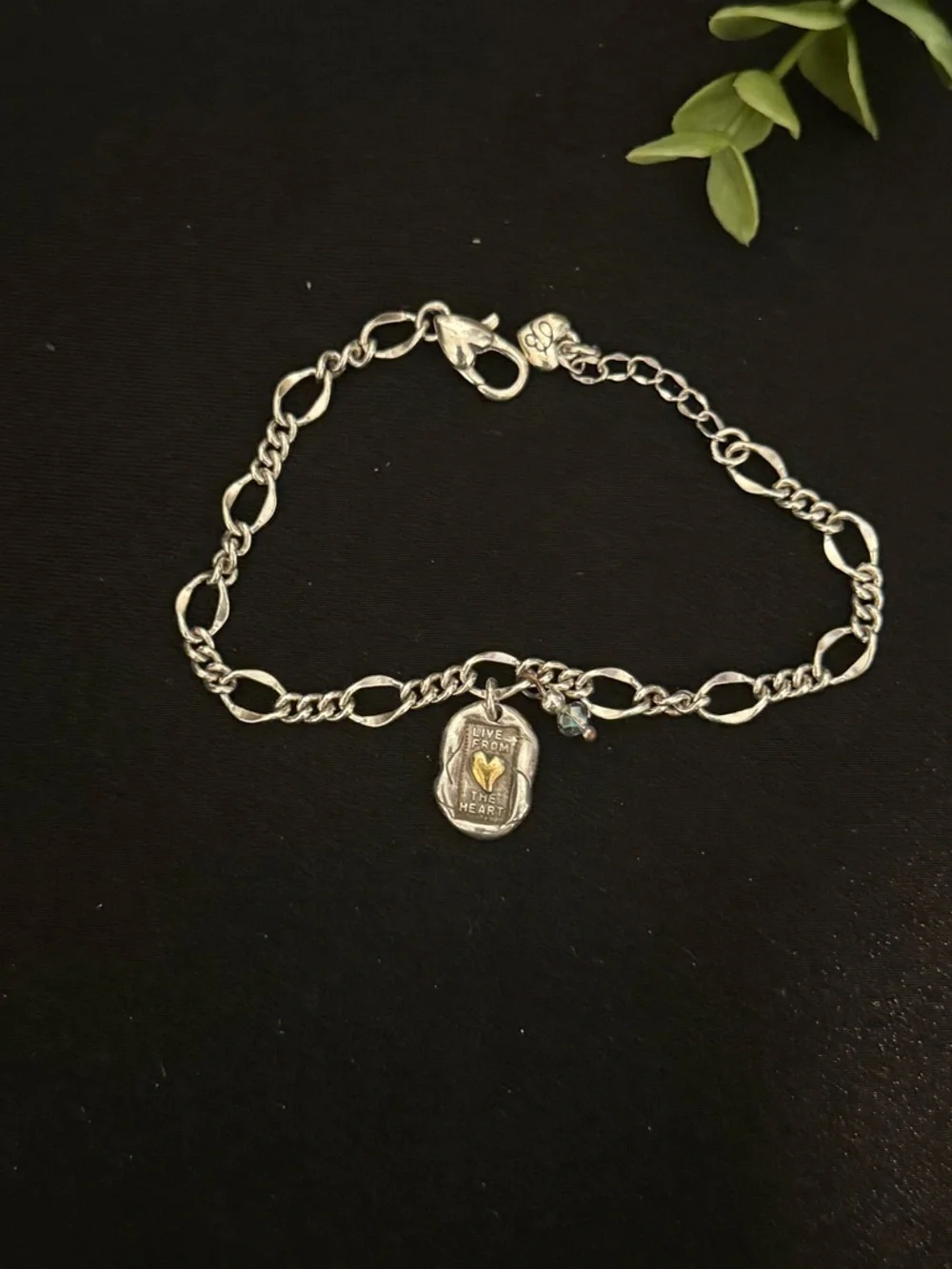Brighton Two-Tone Silver Bracelet with Live From The Heart Gold Heart Charm‎